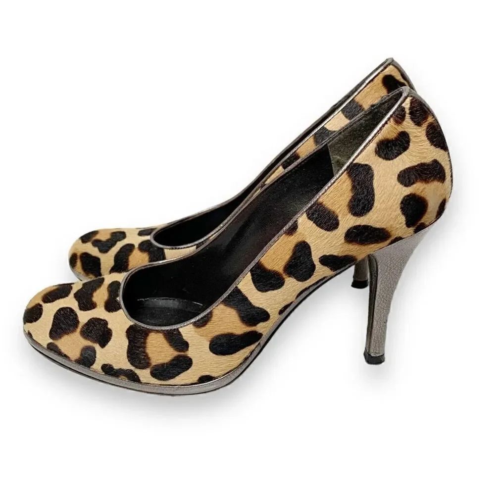 Stuart Weitzman Pony Hair Cheetah Animal Print Platform Leather Pumps Women’s 8M